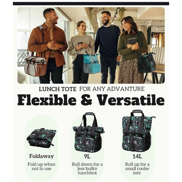 NWT 14 L Large Lunch Bag Floral Print - Picture 2 of 11